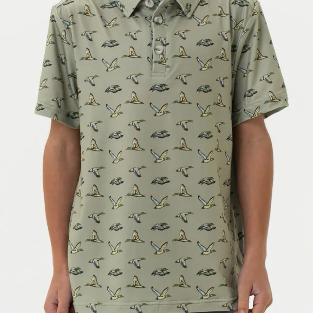 Burlebo Youth Performance Polo - Flying Ducks Green - XL